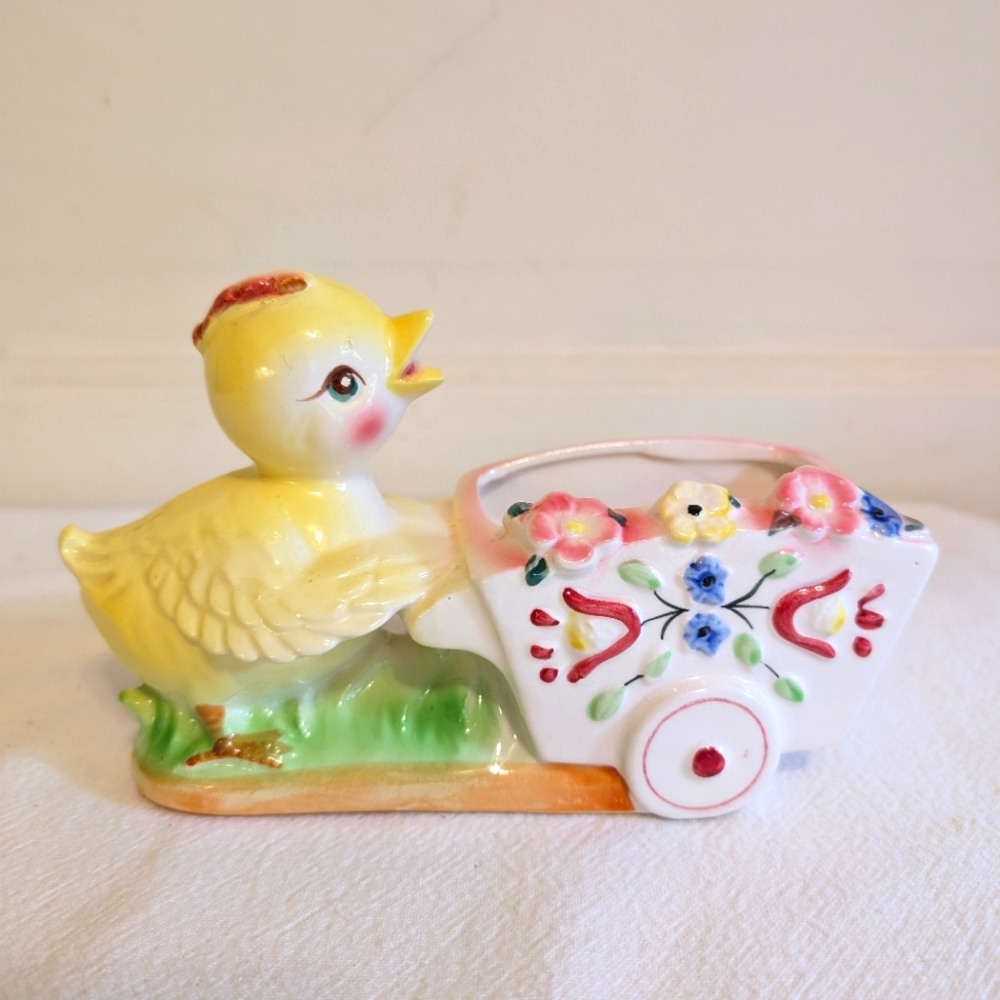 Vintage Chick and Wagon Planter